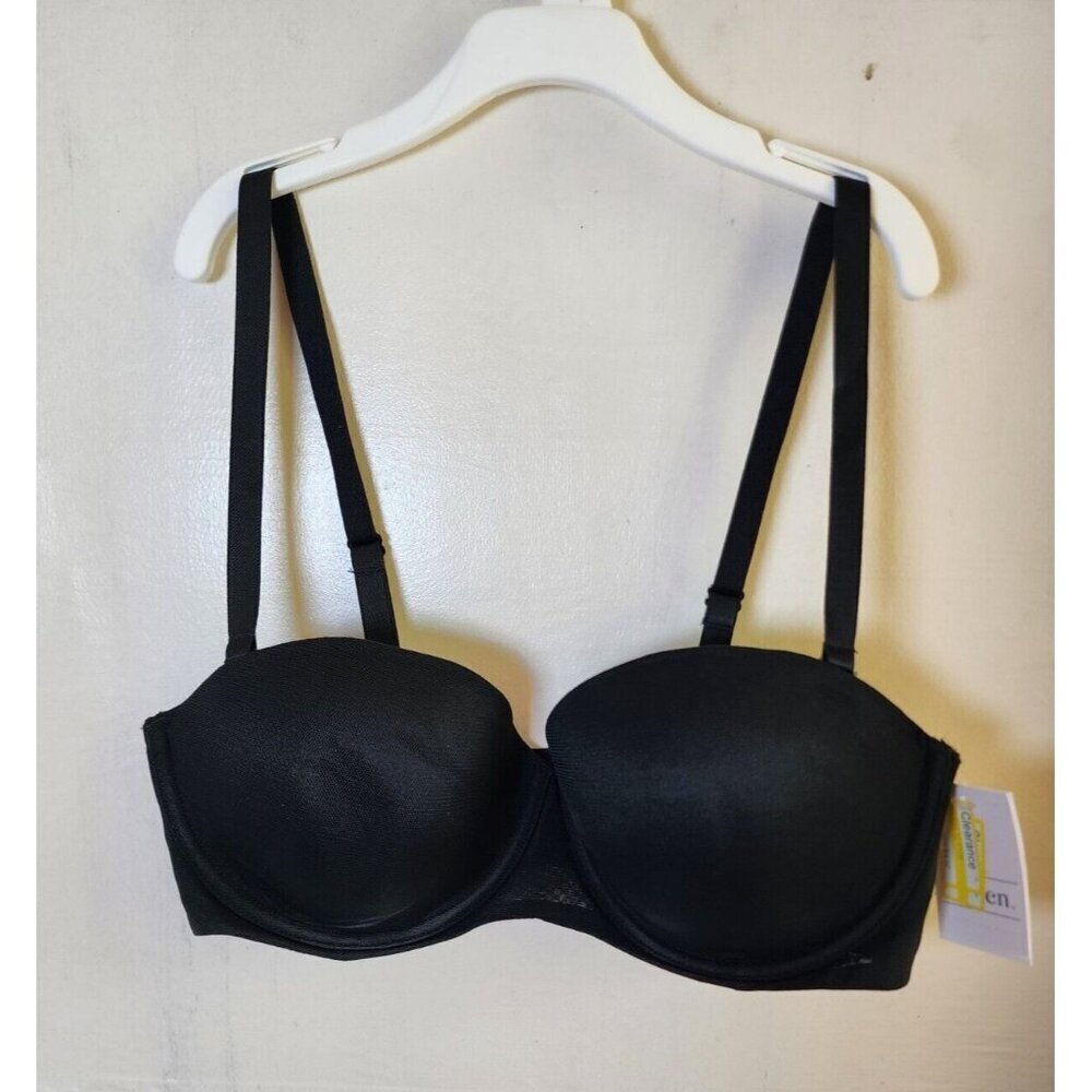 New Auden Women's Black Underwire Lightly Line Bra Adjustable Straps Size 36B